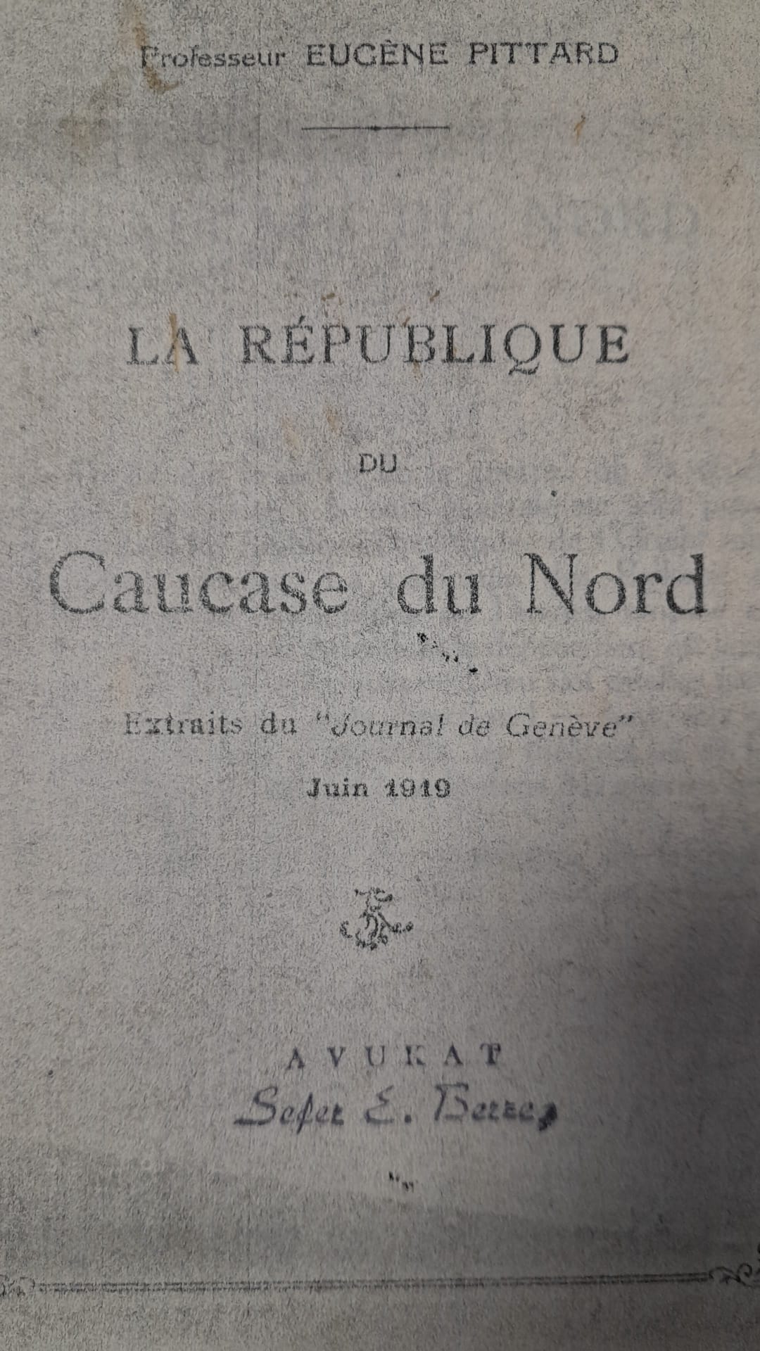 La Republique Du Caucase du Nord Extraits du Journal de Geneve - Kuzey Kafkasya Cumhuriyeti Journal de Geneve'den Alıntılar