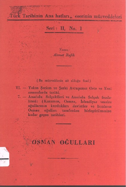 Türk Tarihinin Ana Hatları Eserinin Müsvetteleri Seri : Iı , No: 1