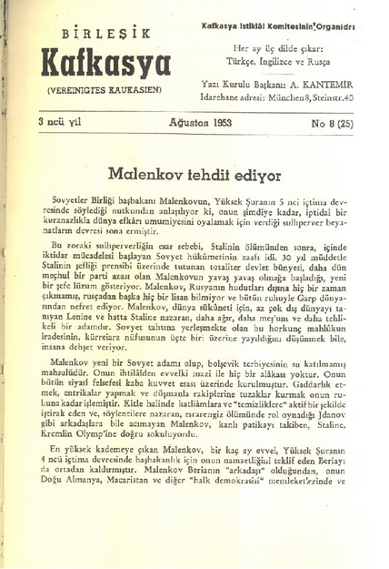 Birleşik Kafkasya  ( Vereınıgtes Kaukasıen )-Sayı-8(23)