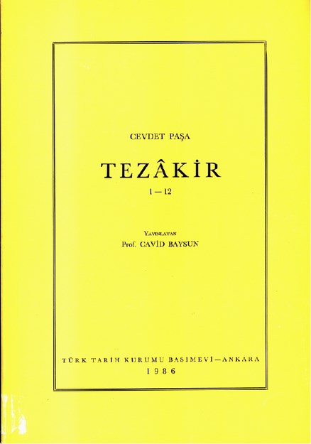 Cevdet Paşa  Tezakir  1-12