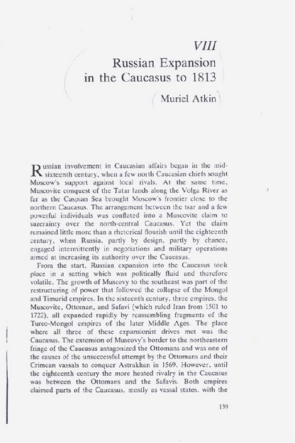 8. RUSSIAN EXPANSION IN THE CAUCASUS TO 1813