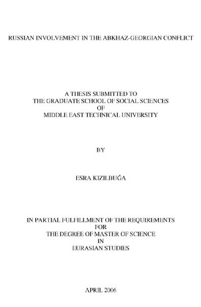 A THESIS SUBMITTED TO THE GRADUATE SCHOOL OF SOCIAL SCIENCES OF MIDDLE EAST TECHNICAL UNIVERSITY