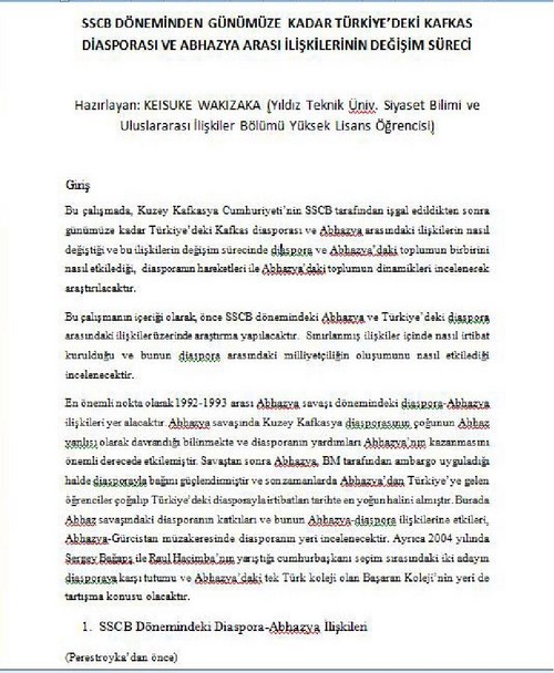 SSCB Döneminden Günümüze Kadar Türkiye’deki Kafkas Diasporası ve Abhazya Arası İlişkilerinin Değişim Süreci