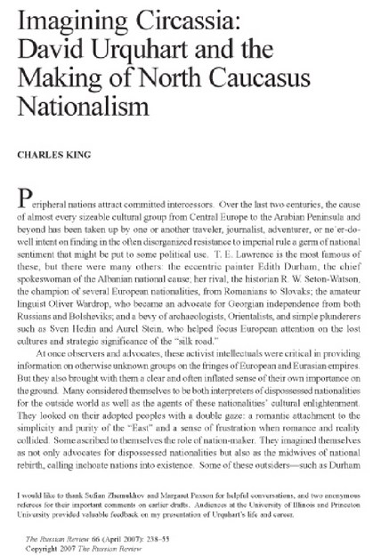 IMAGINING CIRCASSIA : DAVID URGYHART AND THE MAKING OF NORTH CAUCASUS NATIONALISM 