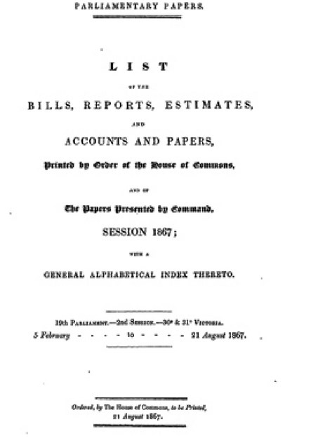 LIST OF THE BILLS REPORTS ESTIMATES AND ACCOUNTS AND PAPERS 
