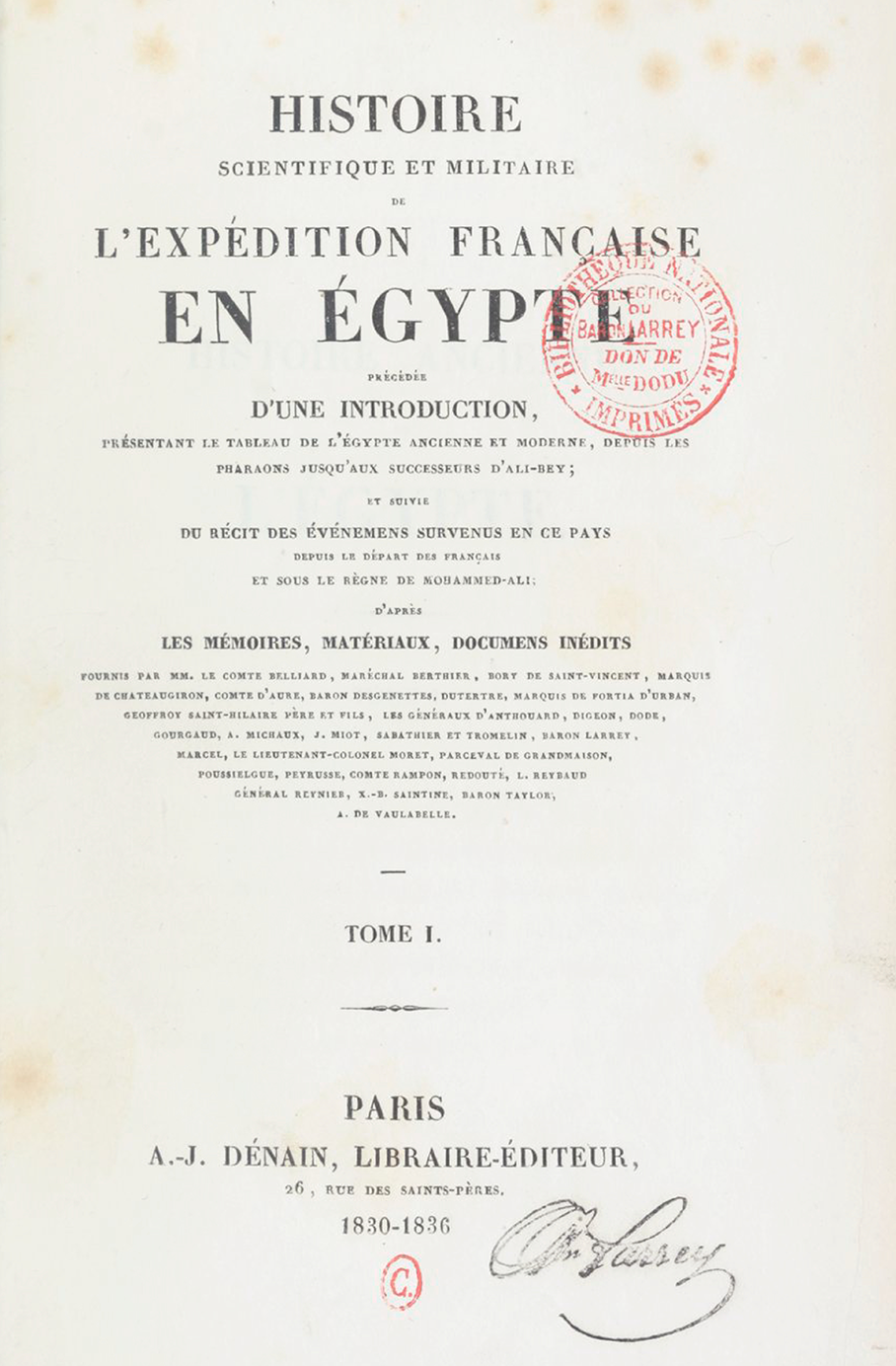 Histoire scientifique et militaire de l'expédition française en Égypte Tome 1