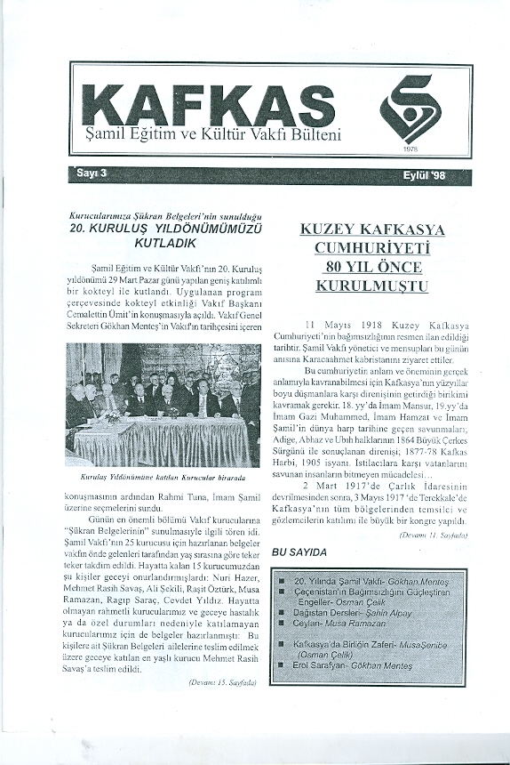 Kafkas Şamil Eğitim ve Kültür Vakfı Bülteni Sayı-3