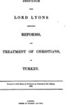 DESPATCH FROM LORD LYONS RESPECTING REFORMS AND TREATMENT OF CHRISTIANS IN TURKEY