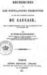 RECHERCHES SUR LES POPULATIONS PRIMITIVES ET LES PLUS ANCIENNES TRADITIONS DU CAUCASE